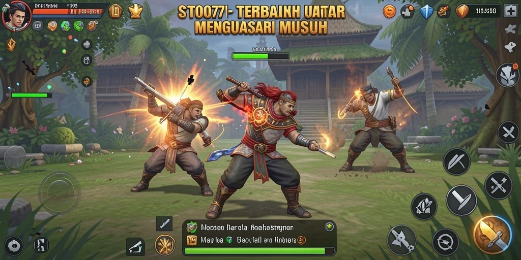 Screenshot gameplay C0077 menampilkan momen pertempuran yang intens.