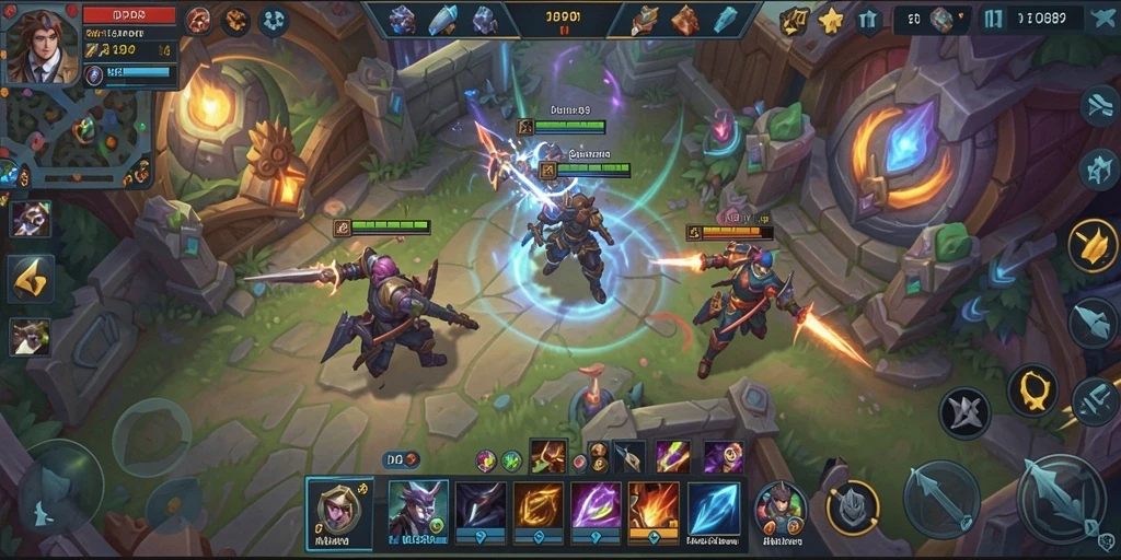 Screenshot permainan DEPO89 menampilkan pertempuran seru di arena MOBA.