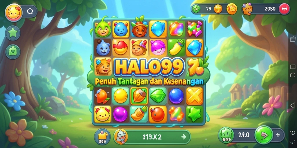 Tampilan gameplay menarik dari HALO99 di level Match-3.