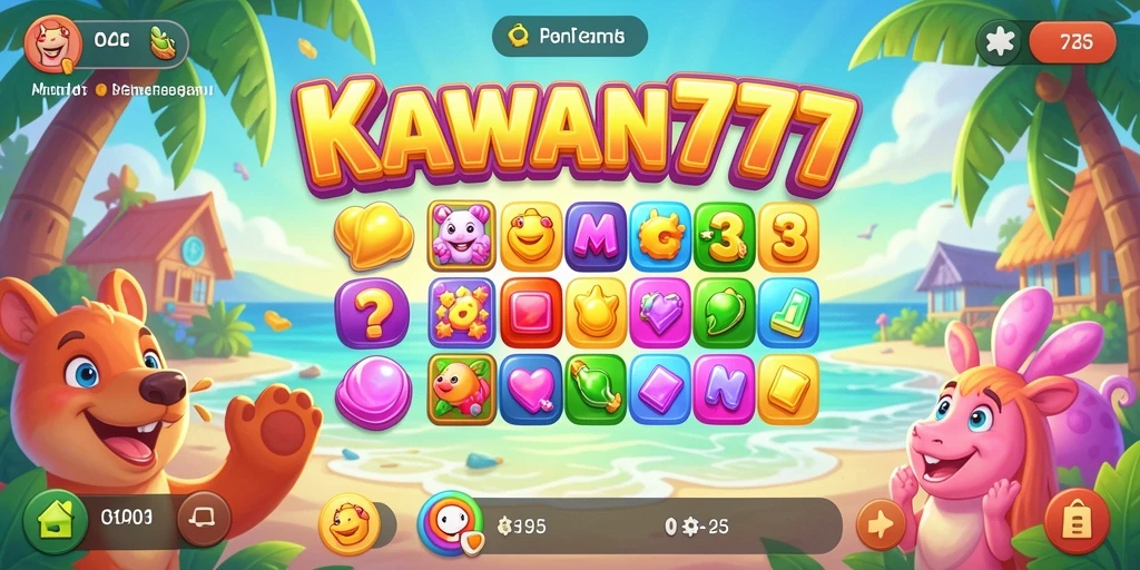 Tampilan gameplay seru KAWAN777 dengan puzzle Match-3.