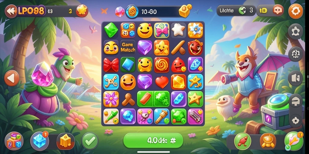 Gameplay seru LPO88 dengan level Match-3 yang menantang.