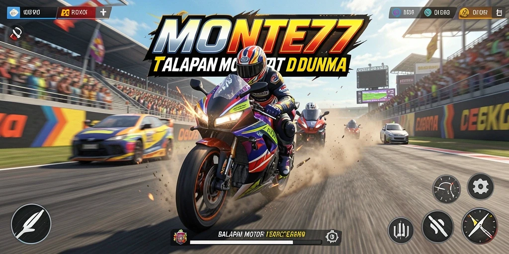 Tampilan gameplay seru di MONTE77 dengan lintasan balap yang menantang.