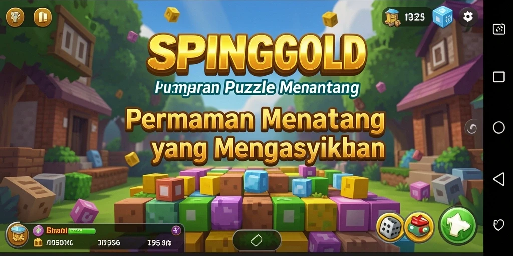 Tampilan gameplay SPINGOLD yang penuh warna dan tantangan menarik.