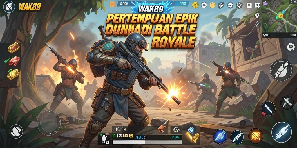 Gameplay seru WAK89 dengan pertempuran Battle Royale yang intens.